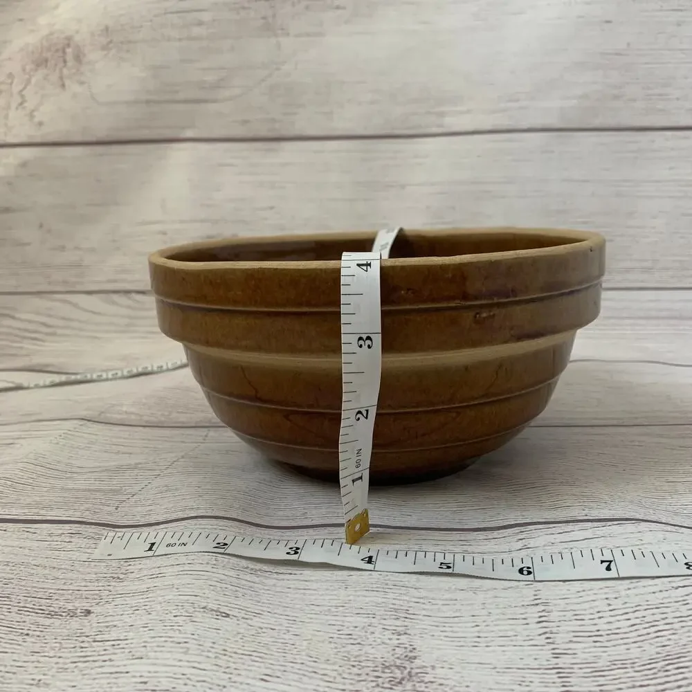 Vintage Brown Stoneware Beehive Mixing Bowl USA 8